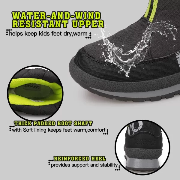 UOVO Boys Snow Boots Boys Boots Winter Boots for Kids Waterproof Winter Snow Boots for Boys Warm Slip Resistant Outdoor 