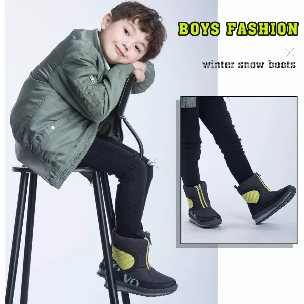 UOVO Boys Snow Boots Boys Boots Winter Boots for Kids Waterproof Winter Snow Boots for Boys Warm Slip Resistant Outdoor 