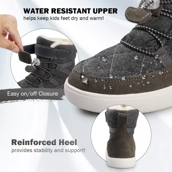 UOVO Boys Snow Boots Boys Boots Winter Boots for Kids Waterproof Winter Snow Boots for Boys Warm Slip Resistant Outdoor 