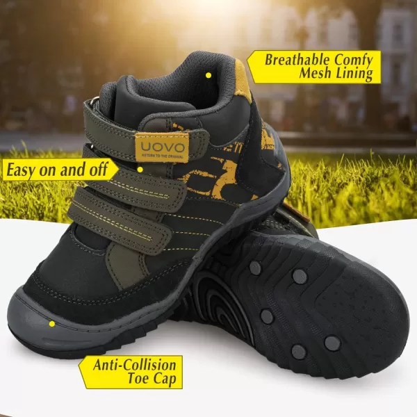 UOVO Boys Winter Boots Boys Hiking Boots Shoes Waterproof Boys Boots Sneakers Kids Outdoor Winter Shoes Hi Top Boys Snow Boots Slip Resistant 