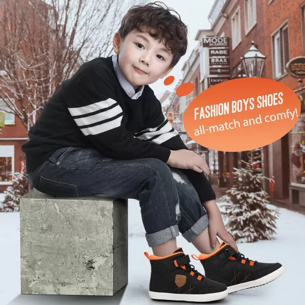 UOVO Boys Winter Boots Boys Hiking Boots Shoes Waterproof Boys Boots Sneakers Kids Outdoor Winter Shoes Hi Top Boys Snow Boots Slip Resistant 