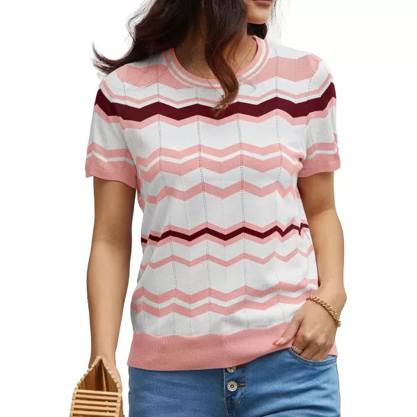 GRECERELLE Summer Tops for Women 2024 Short Sleeve Knit Casual Tops Soft Crew Neck Pullover