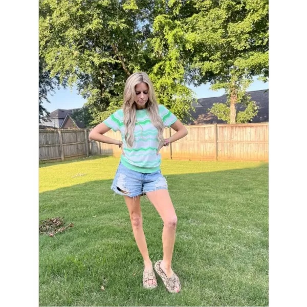 GRECERELLE Summer Tops for Women 2024 Short Sleeve Knit Casual Tops Soft Crew Neck Pullover