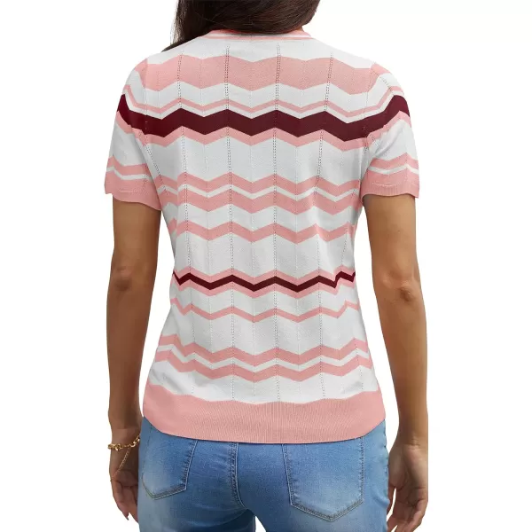 GRECERELLE Summer Tops for Women 2024 Short Sleeve Knit Casual Tops Soft Crew Neck Pullover