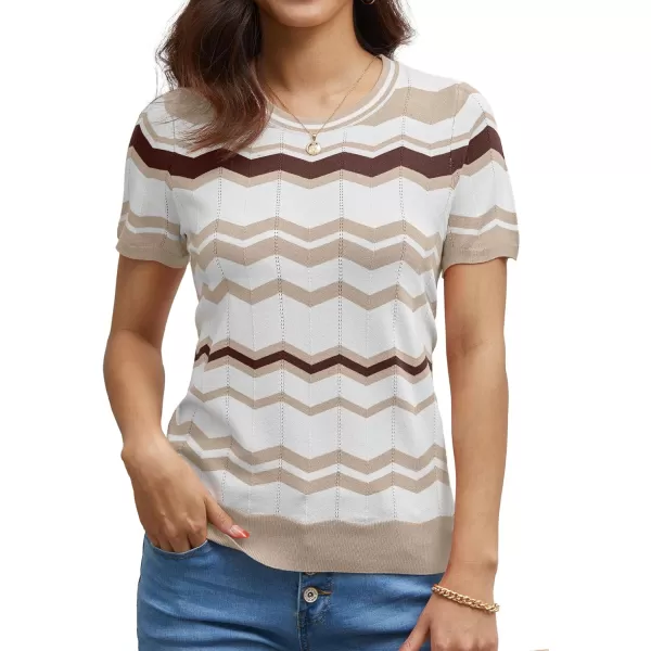 GRECERELLE Summer Tops for Women 2024 Short Sleeve Knit Casual Tops Soft Crew Neck Pullover