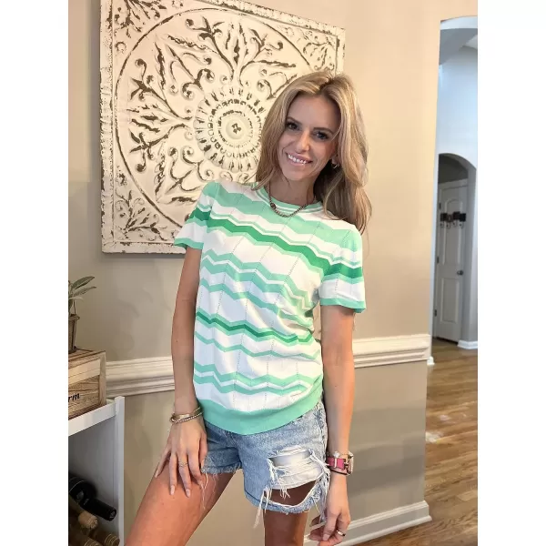 GRECERELLE Summer Tops for Women 2024 Short Sleeve Knit Casual Tops Soft Crew Neck Pullover