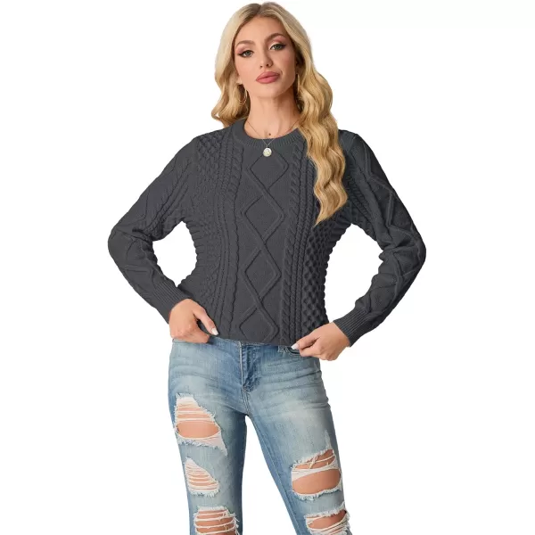 GRECERELLE Women's 2024 Fall &amp; Winter Fashion Sweater Crewneck Long Sleeve Cable Knit Chunky Vintage Casual Pullover Tops