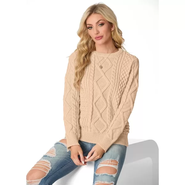 GRECERELLE Women's 2024 Fall &amp; Winter Fashion Sweater Crewneck Long Sleeve Cable Knit Chunky Vintage Casual Pullover Tops