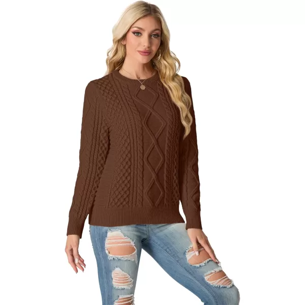 GRECERELLE Women's 2024 Fall &amp; Winter Fashion Sweater Crewneck Long Sleeve Cable Knit Chunky Vintage Casual Pullover Tops