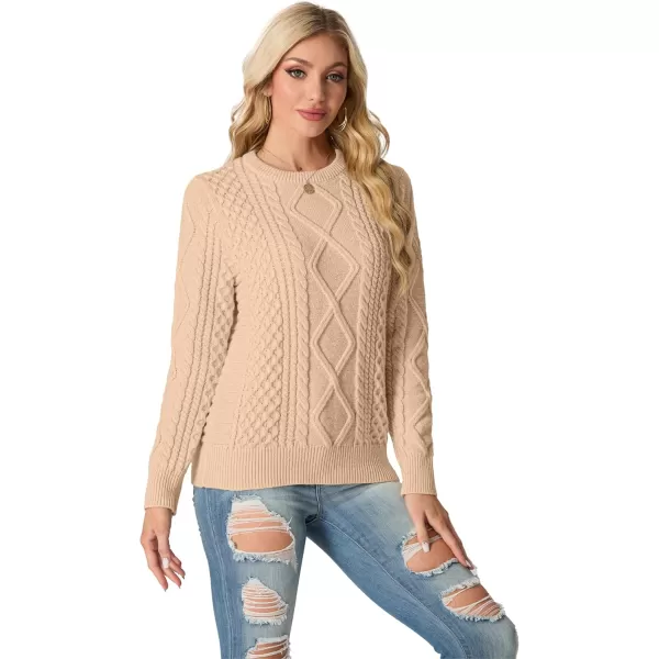 GRECERELLE Women's 2024 Fall &amp; Winter Fashion Sweater Crewneck Long Sleeve Cable Knit Chunky Vintage Casual Pullover Tops