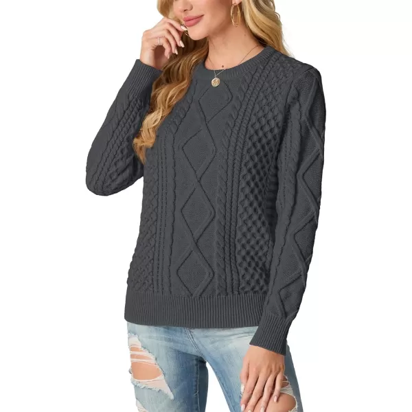 GRECERELLE Women's 2024 Fall &amp; Winter Fashion Sweater Crewneck Long Sleeve Cable Knit Chunky Vintage Casual Pullover Tops