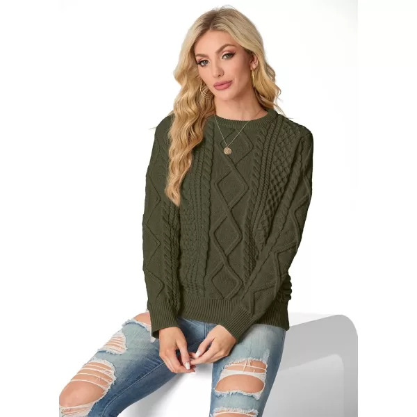 GRECERELLE Women's 2024 Fall &amp; Winter Fashion Sweater Crewneck Long Sleeve Cable Knit Chunky Vintage Casual Pullover Tops