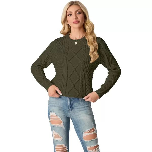 GRECERELLE Women's 2024 Fall &amp; Winter Fashion Sweater Crewneck Long Sleeve Cable Knit Chunky Vintage Casual Pullover Tops
