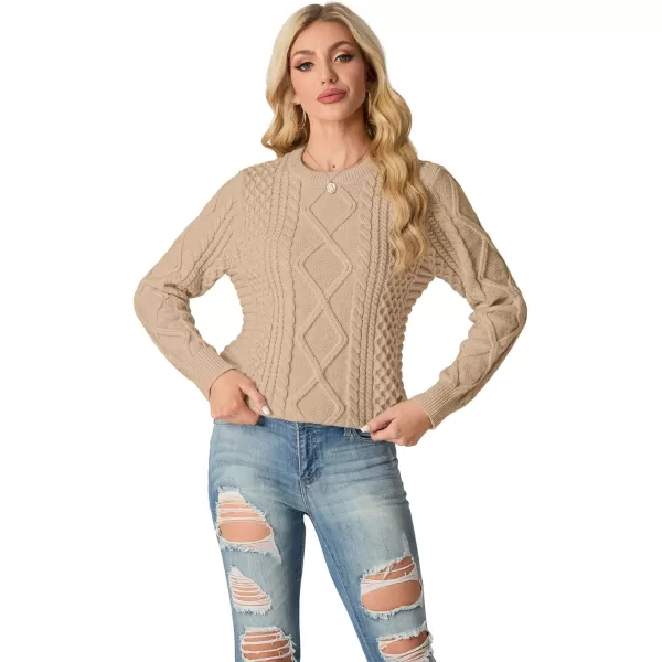 GRECERELLE Women's 2024 Fall &amp; Winter Fashion Sweater Crewneck Long Sleeve Cable Knit Chunky Vintage Casual Pullover Tops