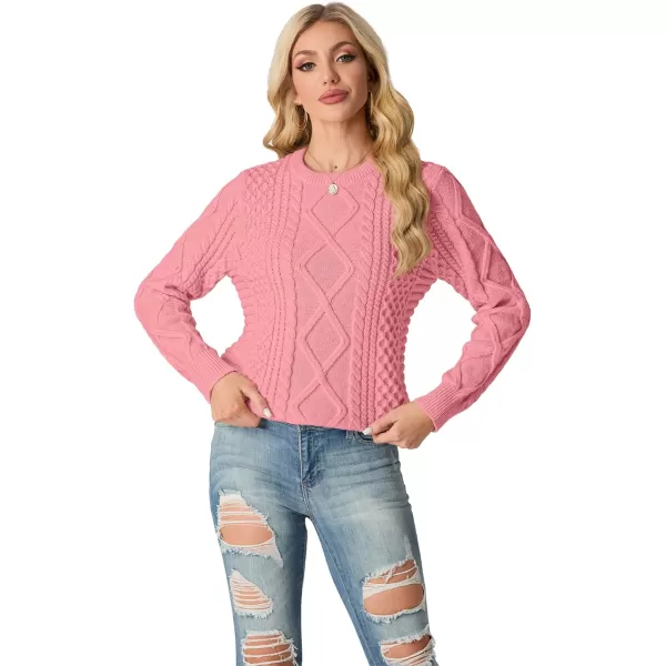 GRECERELLE Women's 2024 Fall &amp; Winter Fashion Sweater Crewneck Long Sleeve Cable Knit Chunky Vintage Casual Pullover Tops