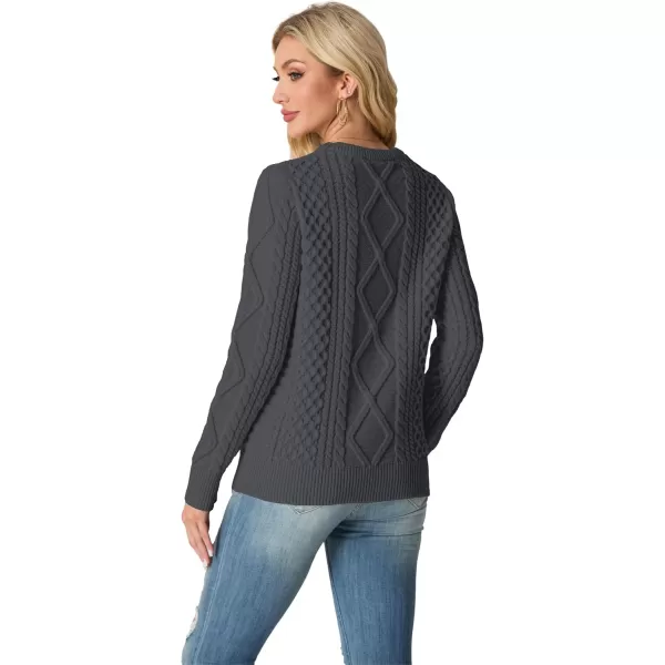 GRECERELLE Women's 2024 Fall &amp; Winter Fashion Sweater Crewneck Long Sleeve Cable Knit Chunky Vintage Casual Pullover Tops