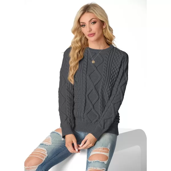 GRECERELLE Women's 2024 Fall &amp; Winter Fashion Sweater Crewneck Long Sleeve Cable Knit Chunky Vintage Casual Pullover Tops