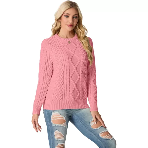 GRECERELLE Women's 2024 Fall &amp; Winter Fashion Sweater Crewneck Long Sleeve Cable Knit Chunky Vintage Casual Pullover Tops
