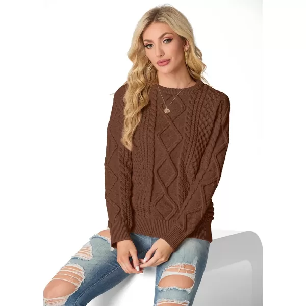 GRECERELLE Women's 2024 Fall &amp; Winter Fashion Sweater Crewneck Long Sleeve Cable Knit Chunky Vintage Casual Pullover Tops