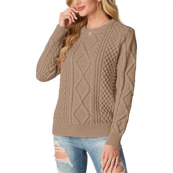 GRECERELLE Women's 2024 Fall &amp; Winter Fashion Sweater Crewneck Long Sleeve Cable Knit Chunky Vintage Casual Pullover Tops