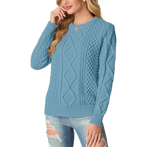 GRECERELLE Women's 2024 Fall &amp; Winter Fashion Sweater Crewneck Long Sleeve Cable Knit Chunky Vintage Casual Pullover Tops