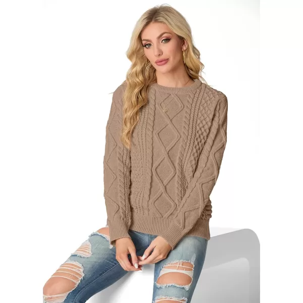GRECERELLE Women's 2024 Fall &amp; Winter Fashion Sweater Crewneck Long Sleeve Cable Knit Chunky Vintage Casual Pullover Tops
