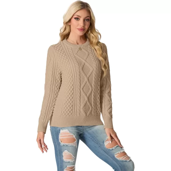 GRECERELLE Women's 2024 Fall &amp; Winter Fashion Sweater Crewneck Long Sleeve Cable Knit Chunky Vintage Casual Pullover Tops