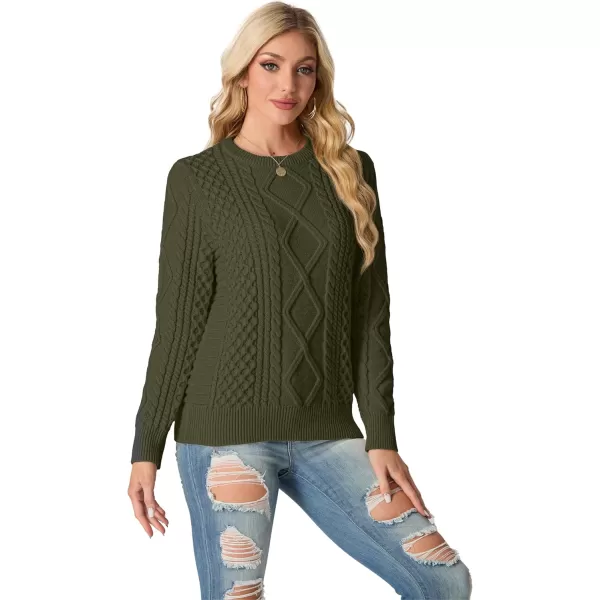 GRECERELLE Women's 2024 Fall &amp; Winter Fashion Sweater Crewneck Long Sleeve Cable Knit Chunky Vintage Casual Pullover Tops