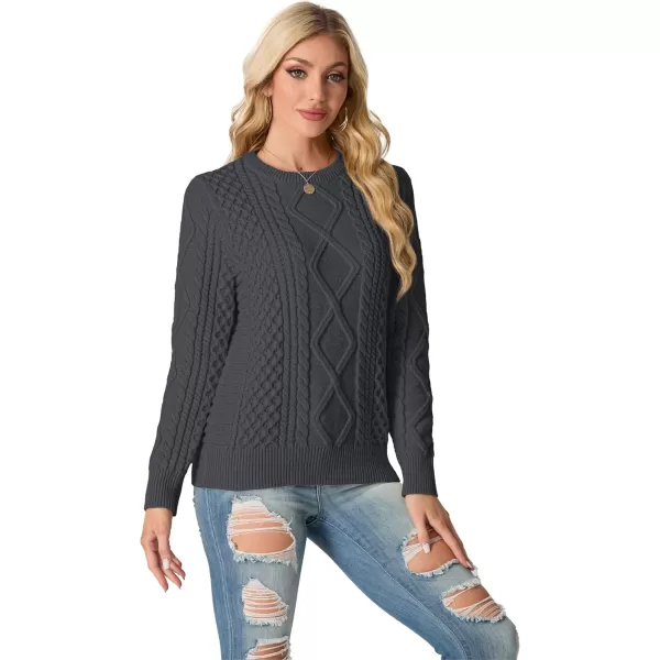 GRECERELLE Women's 2024 Fall &amp; Winter Fashion Sweater Crewneck Long Sleeve Cable Knit Chunky Vintage Casual Pullover Tops