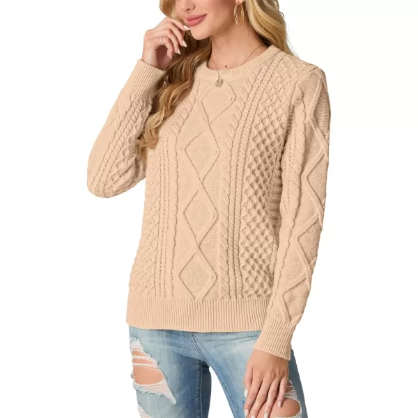 GRECERELLE Women's 2024 Fall &amp; Winter Fashion Sweater Crewneck Long Sleeve Cable Knit Chunky Vintage Casual Pullover Tops