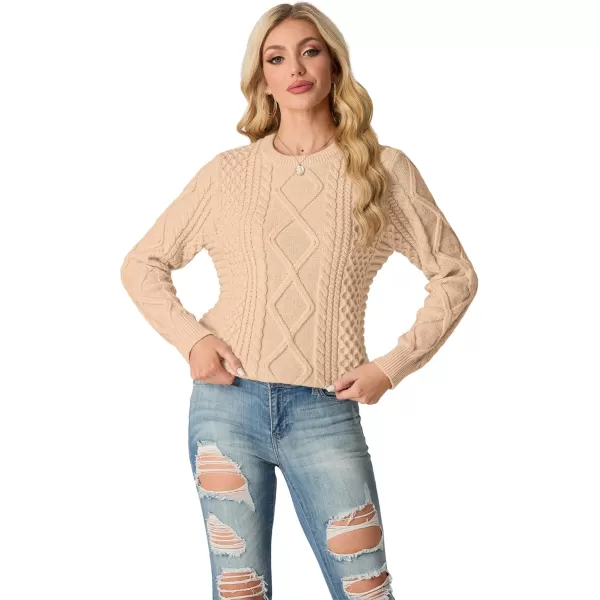 GRECERELLE Women's 2024 Fall &amp; Winter Fashion Sweater Crewneck Long Sleeve Cable Knit Chunky Vintage Casual Pullover Tops