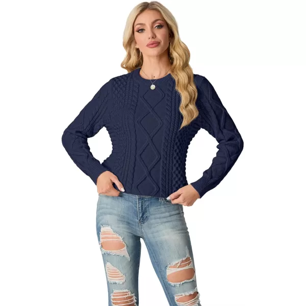 GRECERELLE Women's 2024 Fall &amp; Winter Fashion Sweater Crewneck Long Sleeve Cable Knit Chunky Vintage Casual Pullover Tops