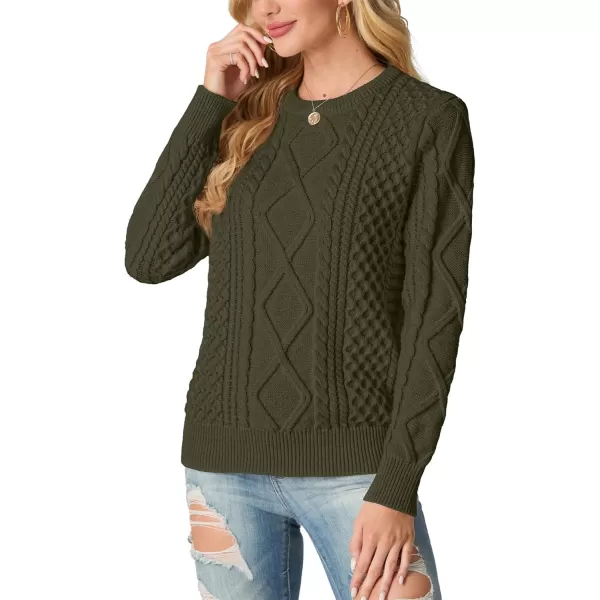 GRECERELLE Women's 2024 Fall &amp; Winter Fashion Sweater Crewneck Long Sleeve Cable Knit Chunky Vintage Casual Pullover Tops