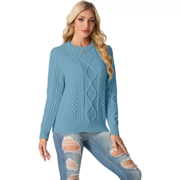 GRECERELLE Women's 2024 Fall &amp; Winter Fashion Sweater Crewneck Long Sleeve Cable Knit Chunky Vintage Casual Pullover Tops