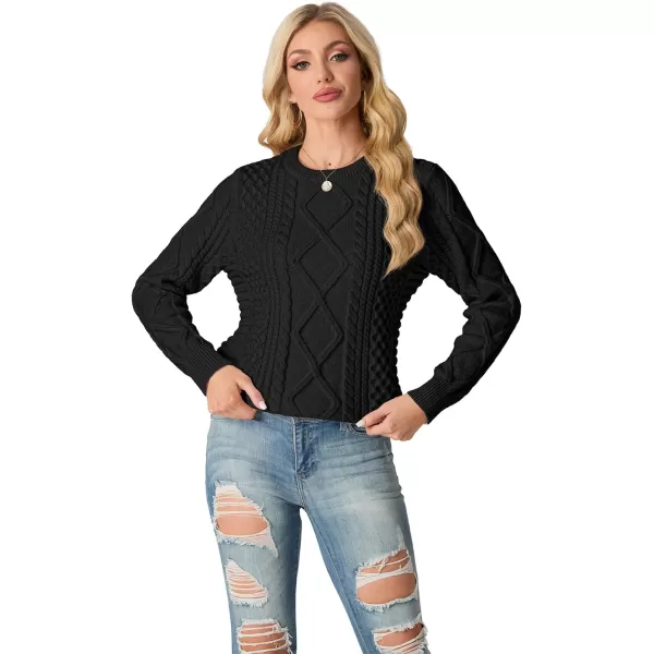 GRECERELLE Women's 2024 Fall &amp; Winter Fashion Sweater Crewneck Long Sleeve Cable Knit Chunky Vintage Casual Pullover Tops