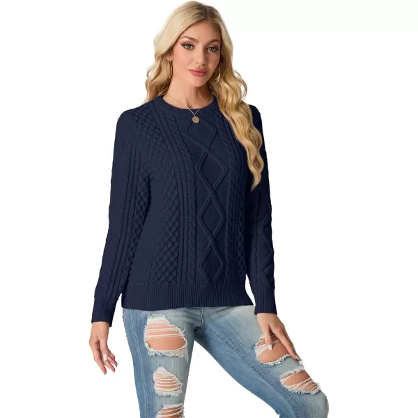 GRECERELLE Women's 2024 Fall &amp; Winter Fashion Sweater Crewneck Long Sleeve Cable Knit Chunky Vintage Casual Pullover Tops