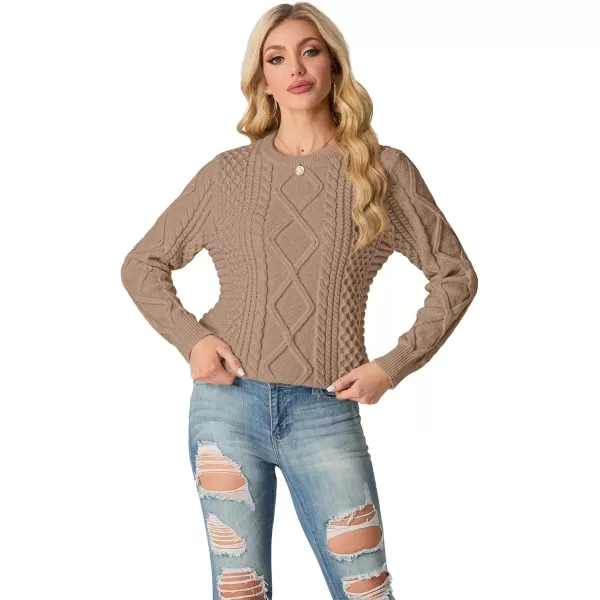 GRECERELLE Women's 2024 Fall &amp; Winter Fashion Sweater Crewneck Long Sleeve Cable Knit Chunky Vintage Casual Pullover Tops