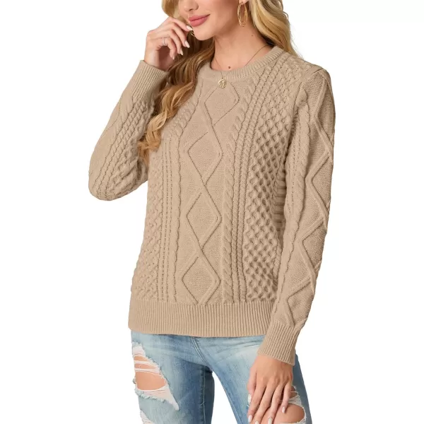 GRECERELLE Women's 2024 Fall &amp; Winter Fashion Sweater Crewneck Long Sleeve Cable Knit Chunky Vintage Casual Pullover Tops