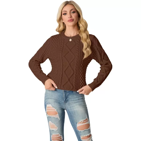 GRECERELLE Women's 2024 Fall &amp; Winter Fashion Sweater Crewneck Long Sleeve Cable Knit Chunky Vintage Casual Pullover Tops
