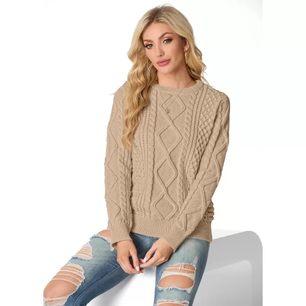 GRECERELLE Women's 2024 Fall &amp; Winter Fashion Sweater Crewneck Long Sleeve Cable Knit Chunky Vintage Casual Pullover Tops