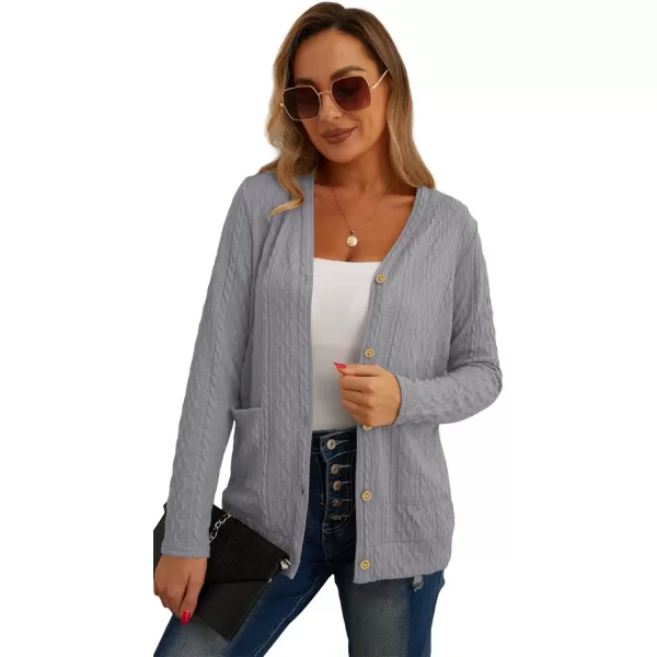 GRECERELLE Women's Lightweight Cardigan Sweater Casual Long Sleeve Knit Cardigan Open Front Outwear Jacket with Pockets