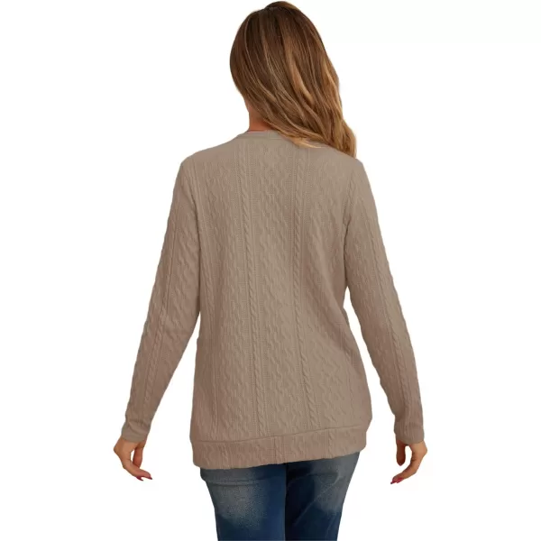 GRECERELLE Women's Lightweight Cardigan Sweater Casual Long Sleeve Knit Cardigan Open Front Outwear Jacket with Pockets