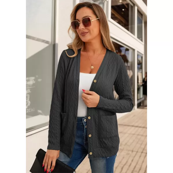 GRECERELLE Women's Lightweight Cardigan Sweater Casual Long Sleeve Knit Cardigan Open Front Outwear Jacket with Pockets