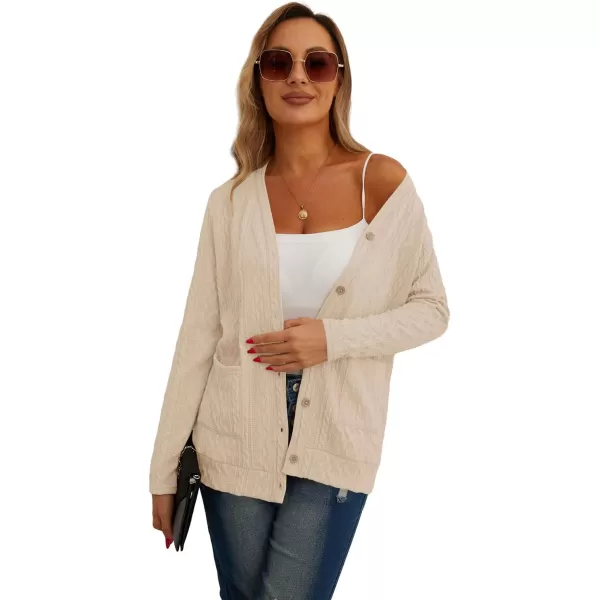 GRECERELLE Women's Lightweight Cardigan Sweater Casual Long Sleeve Knit Cardigan Open Front Outwear Jacket with Pockets