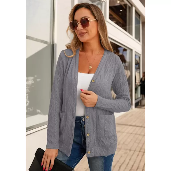 GRECERELLE Women's Lightweight Cardigan Sweater Casual Long Sleeve Knit Cardigan Open Front Outwear Jacket with Pockets