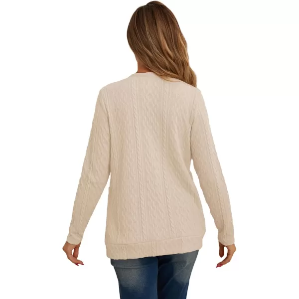 GRECERELLE Women's Lightweight Cardigan Sweater Casual Long Sleeve Knit Cardigan Open Front Outwear Jacket with Pockets