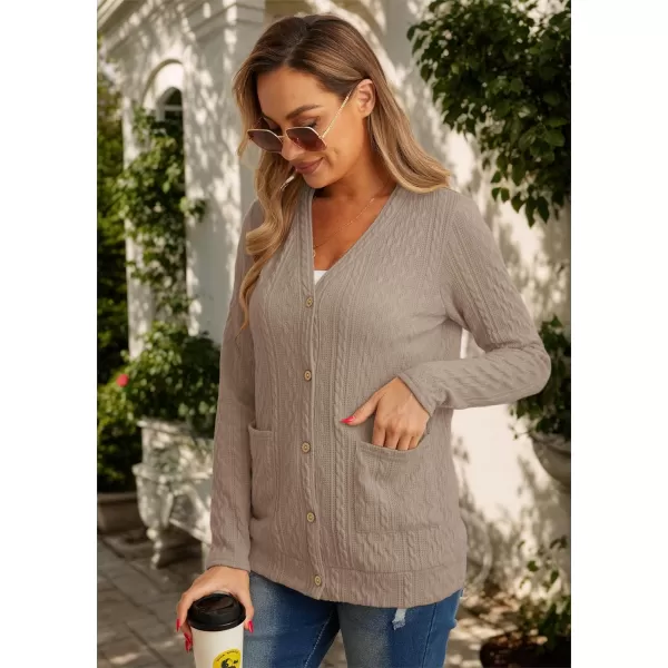 GRECERELLE Women's Lightweight Cardigan Sweater Casual Long Sleeve Knit Cardigan Open Front Outwear Jacket with Pockets