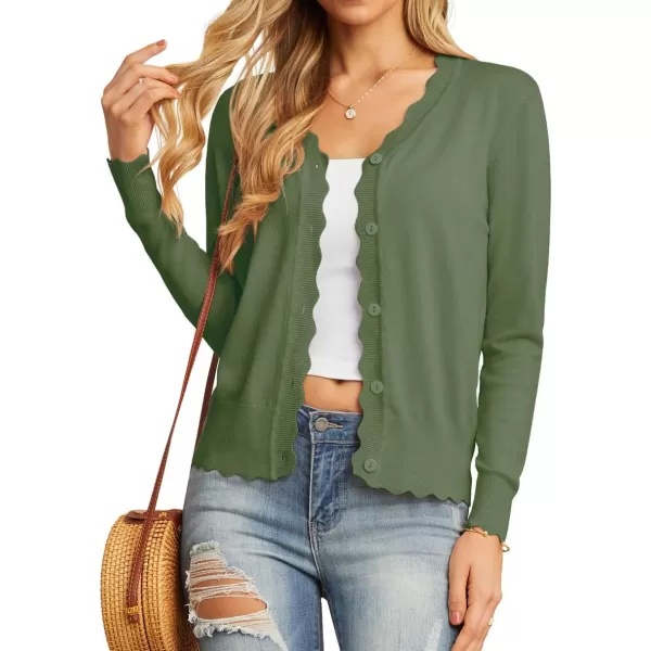 GRECERELLE Women's Long Sleeve V-Neck Button Down Cardigan Knit Shrugs Sweater