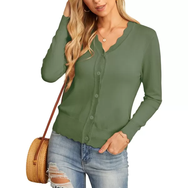 GRECERELLE Women's Long Sleeve V-Neck Button Down Cardigan Knit Shrugs Sweater
