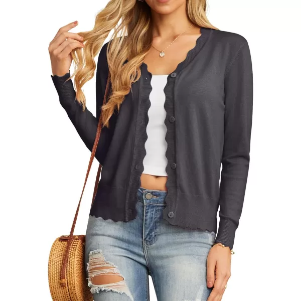 GRECERELLE Women's Long Sleeve V-Neck Button Down Cardigan Knit Shrugs Sweater